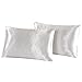 DREFEEL Hotel Quality Solid White Duvet Cover Set Queen/Full Size Silk Like Satin Bedding with Hidden Zipper Ties Soft Reversible Stain Resistant Quilt/Comforter Cover Set