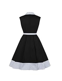 Wellwits - Vestido de bolsillo para mujer, diseño de lunares, estilo vintage