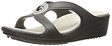 crocs Women's Sanrah Beaded Wedge, Black/Platinum, 9 M US