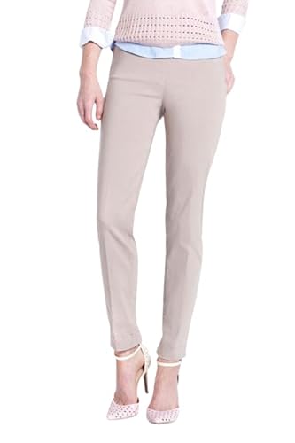 Women's Pull-on Ankle Pants with Tummy Control + Back Pockets | Slimsation | Slim Ankle Silhouette | 4-Way Stretch, Wrinkle Resistant, 29" Inseam (Stone, 14)