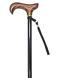 Derby Handle Cane by RMS | Walking Cane with Comfort Grip Handle | Adjustable Height, Lightweight Walking Stick Mobility Aid (Black)