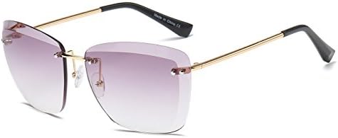 Cramilo Fashion Designer Rimless Square Oversize Women Sunglasses