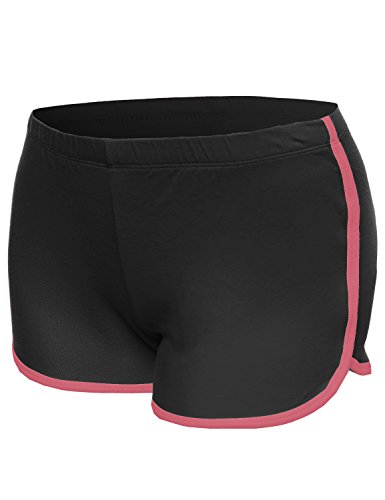 Basic Athletic Sport Cotton Shorts in Various Colors Black Pink S Size