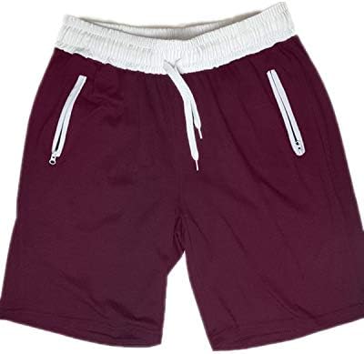 INCERUN Mens Summer Casual Elastic Waist Drawstring Gym Shorts with Zip Pockets