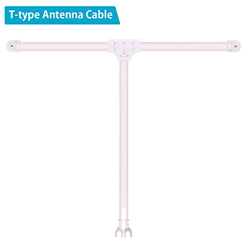 Fancasee Indoor FM Antenna 300 Ohm T-Type Dipole Antenna with 2 Pin Bare Wire Twin Lead Connector Antenna Cable Wire for Table Top Home Stereo Receiver Radio Antenna
