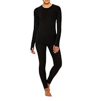 Cuddl Duds ClimateRight Long Sleeve Crew Stretch Fleece (Medium, Black)