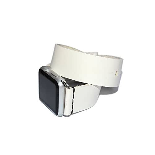 Amazon.com: Double Wrap Watch Band Leather for Apple Watch, White Leather 38mm, 40mm, 42mm, 44mm 