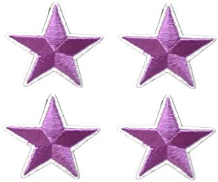 4 small pieces PURPLE STAR Iron On Patch Applique Motif Fabric Children Decal 1.5 x 1.5 inches (3.8 x 3.8 cm)