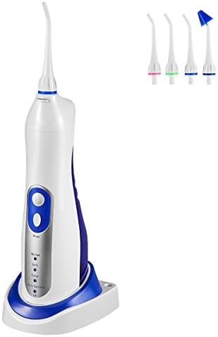 Mooxury Dental Water Flosser Professional Cordless Rechargeable Oral Irrigator, IPX7 Waterproof Dental Hygiene Tool Care with 4 Jet Tips for Home and Travel - Blue