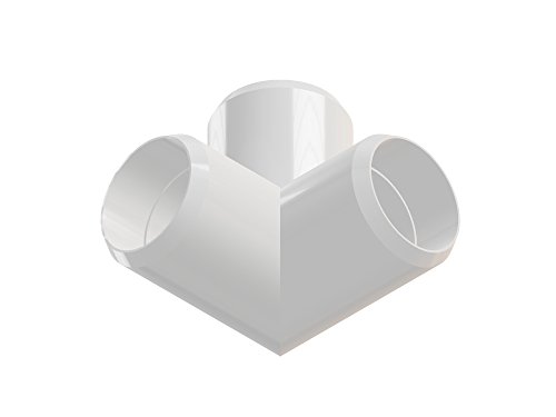PVC Elbow Corner Side Outlet Tee Fitting, Furniture Grade, White [Pack of 5] (3way 3/4 inch)
