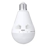 Wireless Security Bulb Camera, FirstPower 960P Home Security Surveillance Camera 360 Panoramic IP Camera with Night Vision Two Way Talking Motion Detection for Android iOS Phone