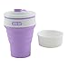 SuperShop Silicone Collapsible Travel Cup for Outdoor Camping and Hiking Foldable Food-grade Silicone Lightweight Collapsible Coffee Cup with Lid (Purple)