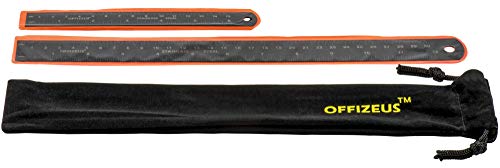 Metal Ruler 12/6 Inch Set - Stainless Steel Straight Edge Rulers - Flexible Laser Etched Scales with Centimeters and Inches - Best Drafting Tool for School & Office - Makes A Great Gift for Student