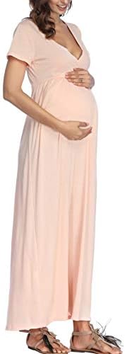 Alvivi レディース マタニティ 値引き 授乳 ワンピースドレス マキシロングドレス無地 授乳服 おしゃれ 妊婦服 母乳育児服 出産準備 入院 ルームウェア 産前 パジャマ カジュアル 春夏秋 妊娠中