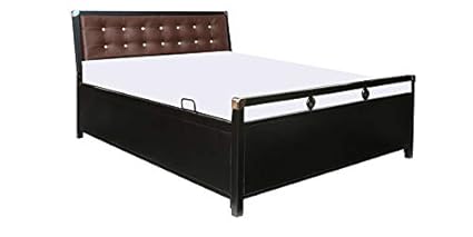 Swastik Furniture Metal Double Bed Hydraulic Storage in Black