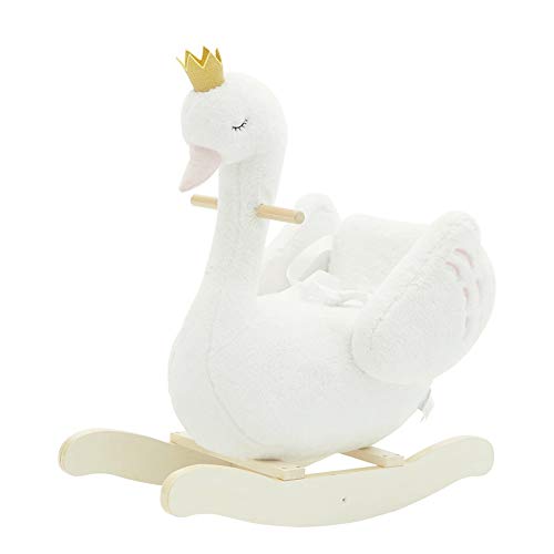 ZhaoXH-Schaukelpferd Baby Schaukelpferd Weiß Holz Schaukelstuhl Schwan Schaukelpferd Kind Schaukelspielzeug Säugling…