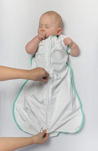 Amazing Baby Microfleece Sleeping Sack with 2-Way Zipper, Playful Dots, SeaCrystal, Small