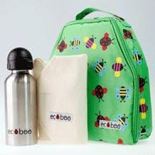 Ecoboodle green ladybird eco lunch bag / lunchbox water bottle & wrap