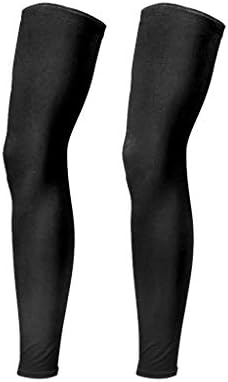 Roydoa Unisex Summer UV Protection Ice Silk Leg Sleeves Solid Color Full Length Compression Non-Slip Sports Running Cycling Long Sleeve