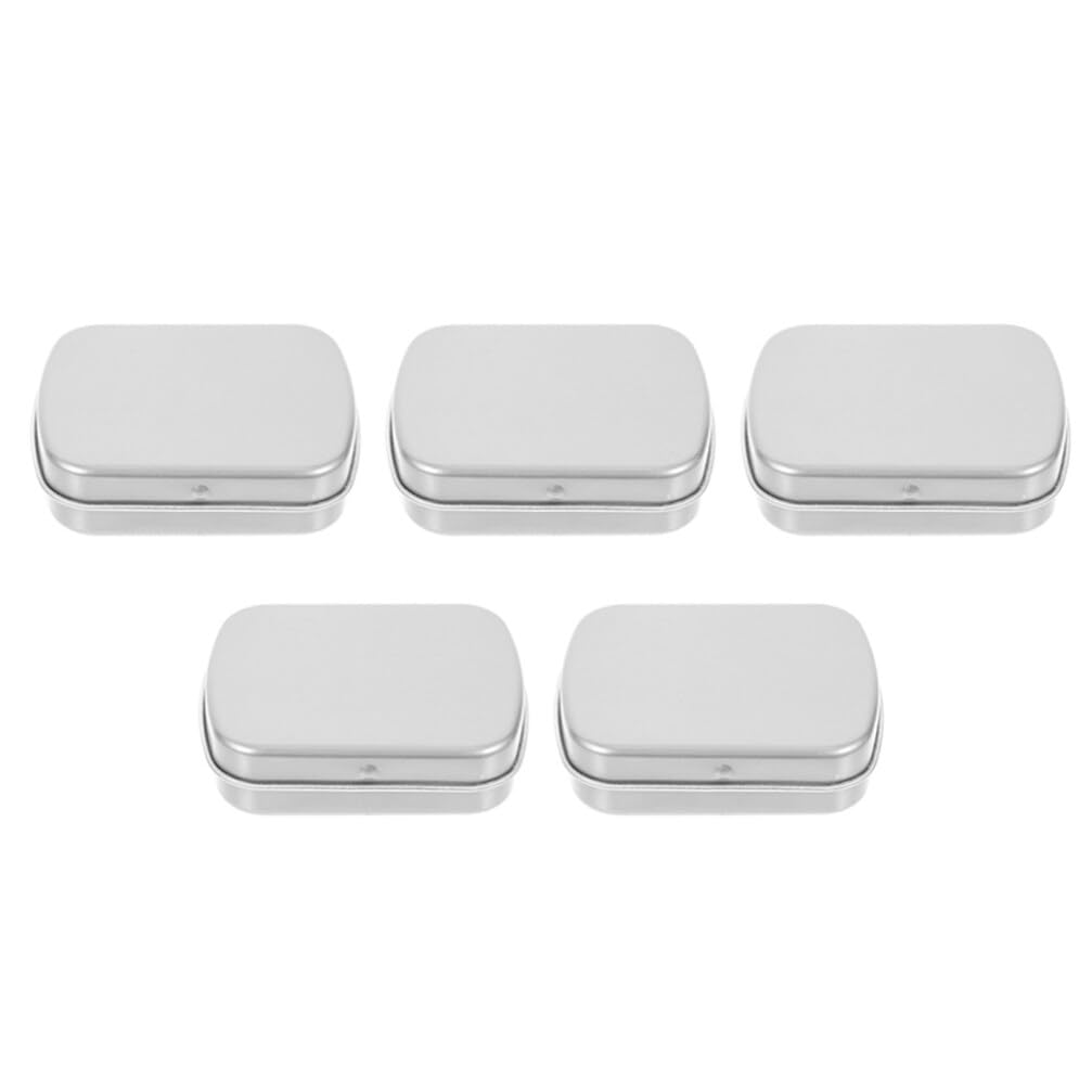Veemoon Empty Sundries Organizer Small Rectangular Empty Tins 5PCS Small Metal Storage Organizer Tins Portable Box Containers with Hinged Lids for Jewelry Makeup Pill Candy Craft