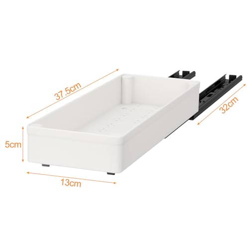 VINATO Removable Drawers for Kitchen, Removable Drawers for Cabinets – 37.5 x 13 x 5 cm, Removable Cupboard Tray, Removable Kitchen Organizer, Mounting with Adhesive Tape or Screws