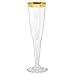 30 Premium Party Plastic Champagne Flutes - Clear Gold Rim Plastic Drink Cups, Recyclabel Unbreakable Stemware For Wedding, Toasting, Great For Mimosa, Cocktail Drinks or as Wine Cups, 5.5 Oz Cups