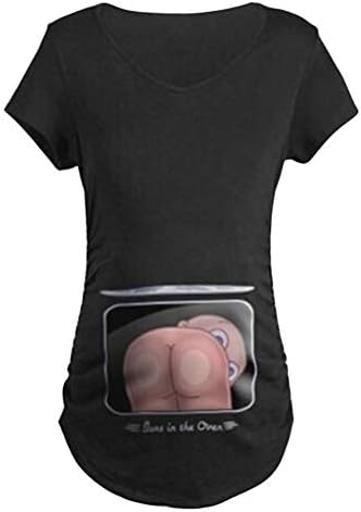 Maternity Baby Peeking T-Shirt Funny Pregnant Women Short Sleeve Tops