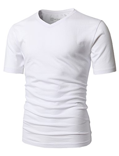 H2h mens stylish v-neck and short sleeve cotton t-shirt…