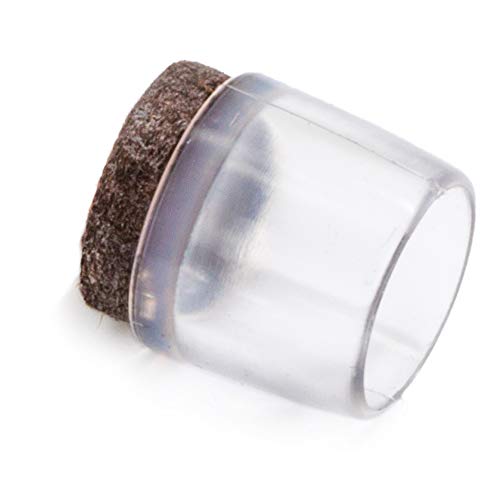 Adsamm® / 32 x Leg tips with felt for round tubes | ø for round tubes 0.59 - 0.63  (15 - 16 mm) | trasparente | round | outer caps with felt for tubular steel chairs