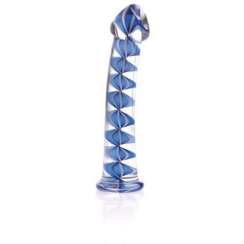 Don Wand Real Tip Rocket Glass Pleasure Wand, Blue and White Helix image