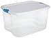 Sterilite 18888004 66 Quart/62 Liter Latch Box, See-through Base with White Lid and Blue Aquarium Latches, 4-Pack