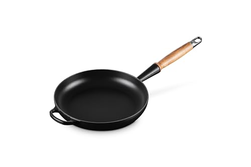 LE CREUSET Signature gusseiserne Bratpfanne mit Holzgriff 26 cm Schwarz matt, 20258260000422