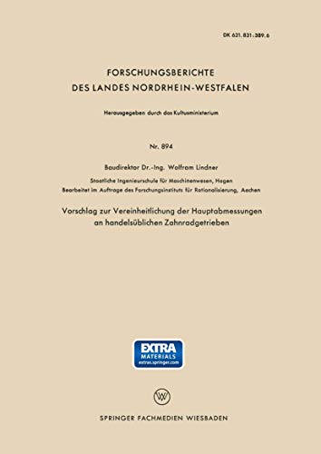 Vorschlag zur Vereinheitlichung der Hauptabmessungen an handelsüblichen Zahnrad…
