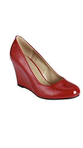 Forever Joyful-57 Women’s Wedges Pumps-Shoes (7.5, Red)