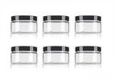 8 oz Clear Round Plastic Jars with Black Cap Empty
