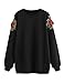 SweatyRocks Women's Loose Tunic Floral Embroidered Pullover Sweatshirt Dress