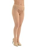 Sheer Crotchless Pantyhose Black Red or Beige Regular Color: Beige