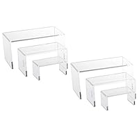 2 Sets, 3 Piece Acrylic Riser Set. (Medium Rectangle - 6 Pieces)