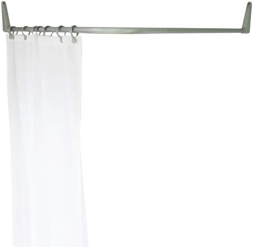 Matte Silver Angled Shower Rail 90x90 cm, Wall Mounted, Mounts without Ceiling Support, Matte Silver PVC Coating, 100% Rust Proof