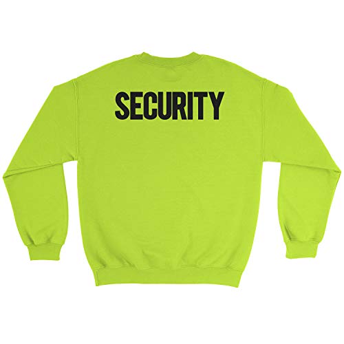 NYC FACTORY Security Sweatshirt Front Back Print Mens Staff Event Uniform Bouncer Screen Printed (Neon/Black, 2XL)