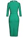 MUXXN Womens Vintage 1960s Round Collar Formal Work Midi Dress (Grass Green L)