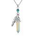 Adan Banfi Natural Gemstone Jewelry Bullet Shape Hexagonal Pointed Crystal Pendant Necklace
