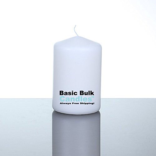 BBC White Wedding Pillar Candles, Unscented, 3 X 4 inch Pillars, Set of 12