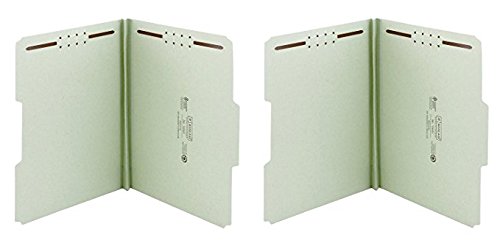 Smead 100% Recycled Pressboard Fastener File Folder, 2 Fasteners, 1/3-Cut Tab, 1" Expansion, Letter Size, Gray/Green, 25 per Box (15003) (2 X Pack of 25) - Thumbnail 2