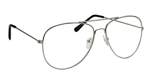 WebDeals - Clear Lens Aviator Eyeglasses Classic Mirror Retro Metal Frame... (Silver Medium, Clear) - Thumbnail 2