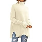 LILLUSORY Women's Oversized Turtleneck Sweaters Fall Batwing Sleeve Ribbed Tunic Sweater