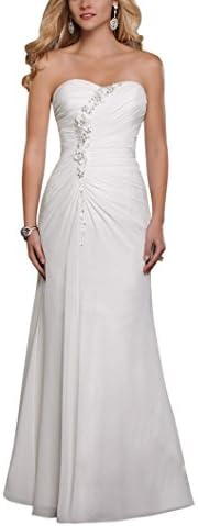 MythLove Women's Trumpet Chiffon Beaded Sweetheart Simple Sexy Beach Wedding Dress for Bride Lvory 16