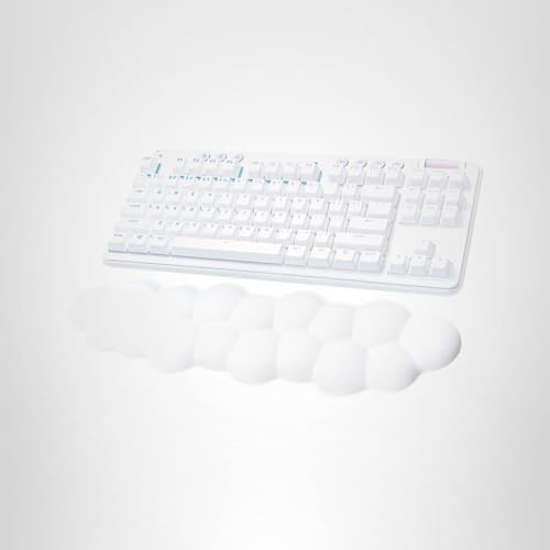 Logitech G715 Wireless Mechanical Gaming Keyboard with LIGHTSYNC RGB, LIGHTSPEED, Tactile Switches (GX Brown), and Keyboard Palm Rest, PC/Mac Compatible - White Mist