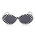 Clout Goggle Oval Sunglasses Round Lens Bold Retro Kurt Cobain Glasses (white+white checker)