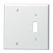 Leviton 88006 002-000 1-Toggle 1-Blank Standard Size Wall Plate, 2 Gang, 4.5 in L X 4.56 in W 0.22 in T, Standard, White primary